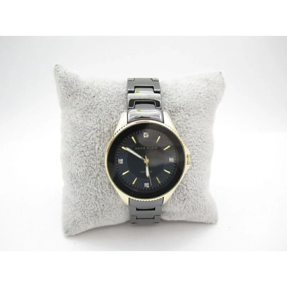 Women Anne Klein Ceramic Diamond Quartz 32mm Analog Watch (G843) 